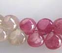 Gem Pink Green Sapphire Smooth 4-5mm Briolette Beads