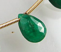 Heated Emearld Faceted 7x9mm Briolette Beads