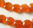 Orange Carnelian Faceted 6mm Coin