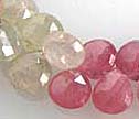 Gem Pink Green Sapphire Faceted 5-6mm Briolette Beads