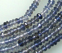 Micro Faceted Ink Blue Iolite 3mm Rondelle Beads