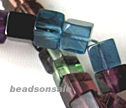 AA Rainbow Fluorite 7mm Cube Beads