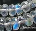A++ Blue Fire Moonstone Faceted Graduated 5-9mm Wheel Beads