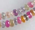 Translucent Multi Sapphire 3.5mm Rondelle Beads 18"